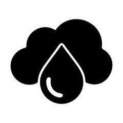 Cloud with rain drop icon. Climate symbol. Weather forecast sign.
