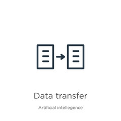 Fototapeta premium Data transfer icon. Thin linear data transfer outline icon isolated on white background from artificial intelligence collection. Line vector sign, symbol for web and mobile