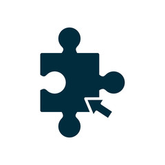 jigsaw puzzle with arrow icon, silhouette style