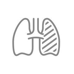 Fototapeta premium Sore human lung line icon. Respiratory illness, infected organ, pulmonary edema, pneumonia symbol
