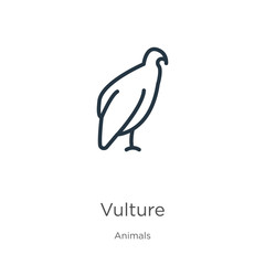 Naklejka premium Vulture icon. Thin linear vulture outline icon isolated on white background from animals collection. Line vector sign, symbol for web and mobile