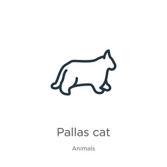 Pallas cat icon. Thin linear pallas cat outline icon isolated on white background from animals collection. Line vector sign, symbol for web and mobile