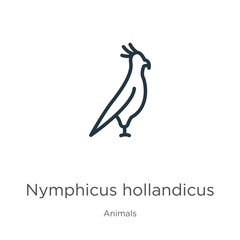 Nymphicus hollandicus icon. Thin linear nymphicus hollandicus outline icon isolated on white background from animals collection. Line vector sign, symbol for web and mobile