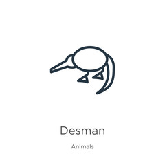 Desman icon. Thin linear desman outline icon isolated on white background from animals collection. Line vector sign, symbol for web and mobile