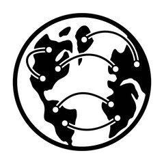 World globe with wireless connection icon. World wide web sign. Internet symbol. Global connection sign.