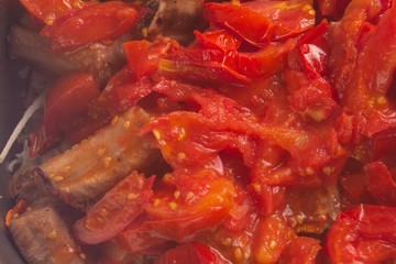 Cooking roast vegetables zucchini sweet pepper, meal plate.Cooking roast vegetables zucchini sweet pepper, meal plate.