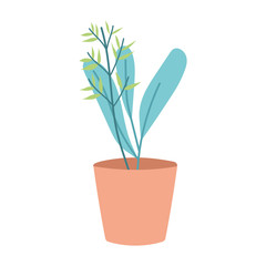 plants branches in pot decoration isolated icon