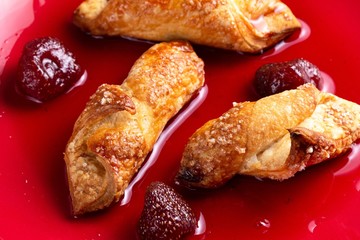 Dessert food biscuit snack delicious with strawberry, chip.