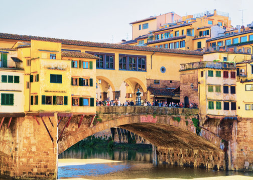 People at Ponte Vecchio bridge in Florence