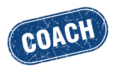 coach sign. coach grunge blue stamp. Label