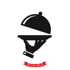Fototapeta premium serving icon in trendy flat design, restaurant icon, dish icon, food of tray vector icon