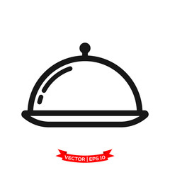 serving icon in trendy flat design, restaurant icon, dish icon, food of tray vector icon