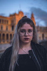 blonde girl in street