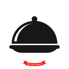 serving icon in trendy flat design, restaurant icon, dish icon, food of tray vector icon