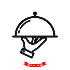 serving icon in trendy flat design, restaurant icon, dish icon, food of tray vector icon