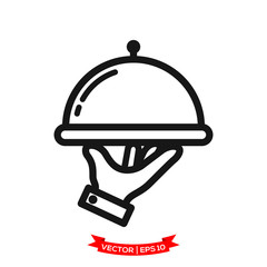Fototapeta premium serving icon in trendy flat design, restaurant icon, dish icon, food of tray vector icon