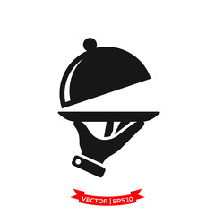 Fototapeta premium serving icon in trendy flat design, restaurant icon, dish icon, food of tray vector icon