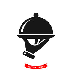 Fototapeta premium serving icon in trendy flat design, restaurant icon, dish icon, food of tray vector icon