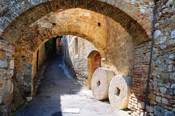 Fototapeta premium Street in small medieval town in Tuscany