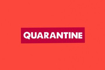 top view of quarantine lettering isolated on red