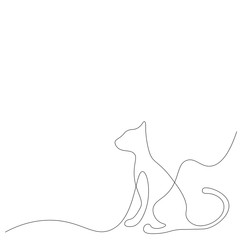 Cat one line drawing. Cute animal vector illustration.