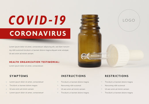 Coronavirus Infographic Layout with Dropper Bottle Graphic