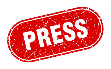 press sign. press grunge red stamp. Label