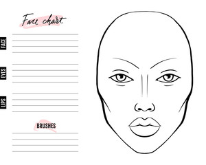 Face chart Blank. Makeup Artist Vector template.