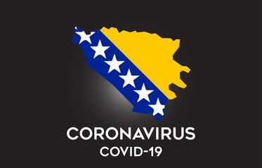 CoronaVirus in Bosnia and Herzegovina and Country flag inside Country border Map Vector Design.