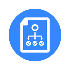 Management strategy icon, Planning, workflow structure, blue version