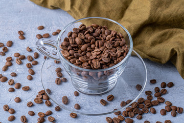 hole coffee beans in a cup