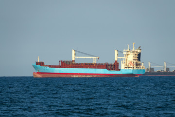 cargo ship skyline sailing Transport and logistics, export, merchandise sea transports