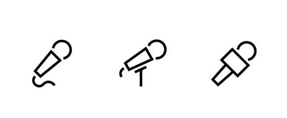 Set of Microphone types icons. Editable line vector.