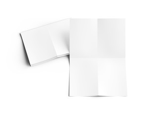 Sheet of paper folded to four. Letter or poster mockup. 3d illustration