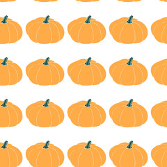 Seamless pattern with pumpkins. Autumn print with harvest