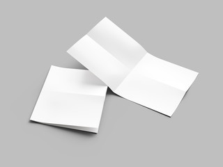 Sheet of paper folded to four. Letter or poster mockup. 3d illustration