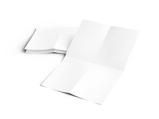 Sheet of paper folded to four. Letter or poster mockup. 3d illustration
