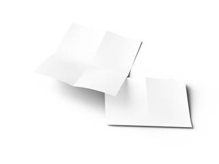 Sheet of paper folded to four. Letter or poster mockup. 3d illustration