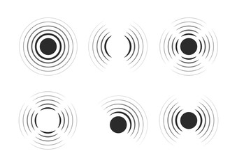 Set of radar icons. Sonar sound waves. Modern flat style vector illustration