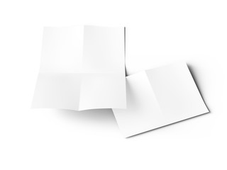 Sheet of paper folded to four. Letter or poster mockup. 3d illustration