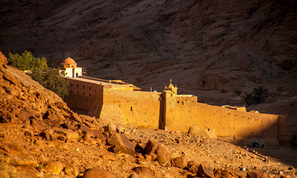 Monastery in sinai peninsula at sunrise