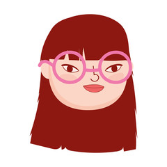 face young woman with glasses female character isolatd icon