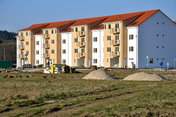Almost finished new block of flats, building process is close to be accomplished
