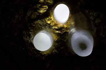 ice stalagmites in a cave in the Matese mountains