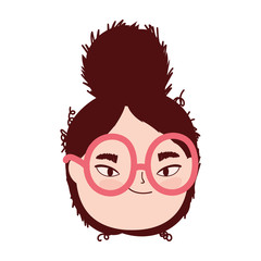 face young woman with glasses female character isolatd icon