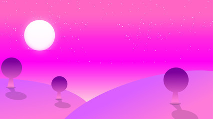 Colorful Landscape Night Moon Galaxy Nature for Background