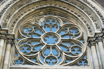 Rose window of a gothic church, temple or cathedral