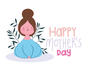 happy mothers day, character leaves nature decoration card