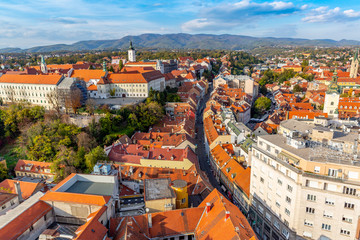 Fototapeta na wymiar Aerial view Zagreb city in Croatia 