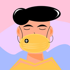 illustration of someone using a mask to avoid viruses